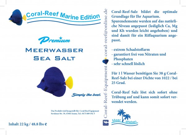 Coral Reef Premium Meersalz - 22 kg / Eimer