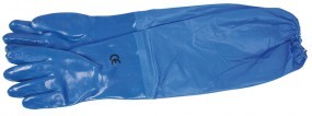 1 Paar blaue Handschuhe 60 cm mit Gummizug am Stulpenende