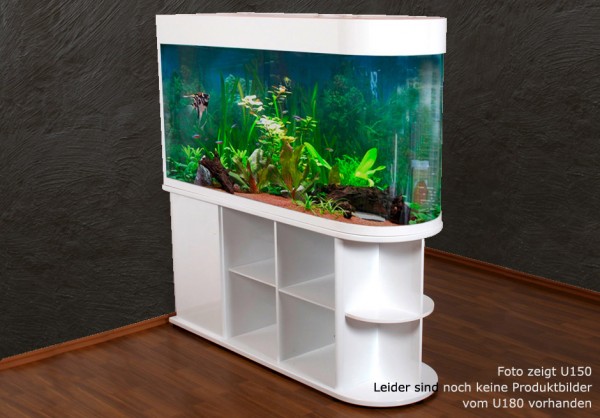 Raumteiler: weißes Glasaquarium Aquarienkombination 180cm