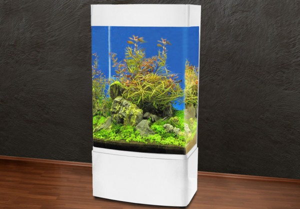 Säule 80cm Glasaquarium Aquarienkombination weiß