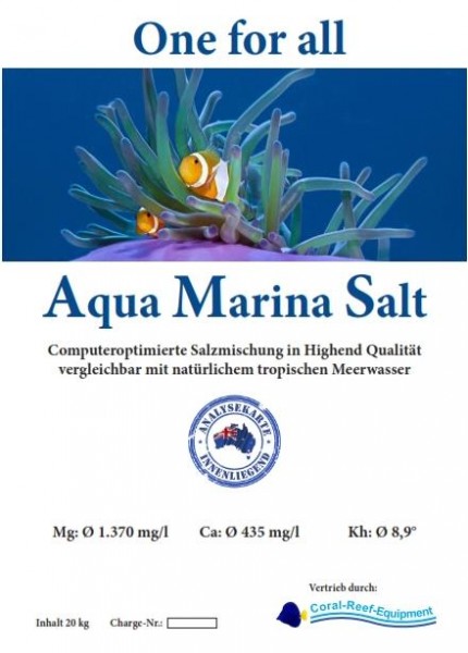 Aqua Marina Salt - computeroptimierte Meersalzmischung - 20 kg / Eimer